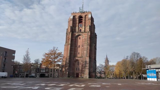 Old Church tower Time Lapse Leeuwarden dolly shot