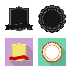 Vector illustration of emblem and badge icon. Collection of emblem and sticker stock symbol for web.