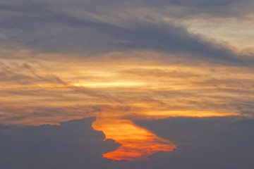 Evening sky with orange light