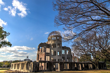 HDR photograph of the Atomic Bomb Dome (Genbaku Dōmu), part of the Hiroshima Peace Memorial in Hiroshima, Japan.
