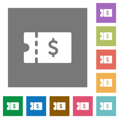 Dollar discount coupon square flat icons