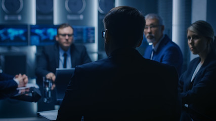 Chief Strategy Officer Making Report to a Board of Directors During Annual Financial Meeting in the...