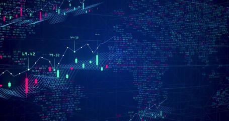Stock chart animation - abstract digital 3d financial chart animation showing growing value of the global stock market - Powered by Adobe