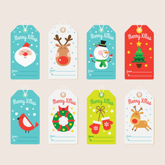 Christmas tags collection. Vector illustration in a flat style