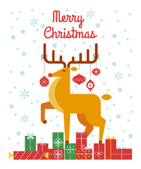 Christmas background with decorations. Deer.