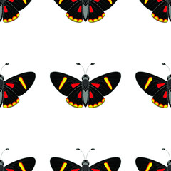 Pattern black butterflies with yellow and red spots