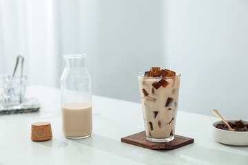 Grass Jelly Milk Tea