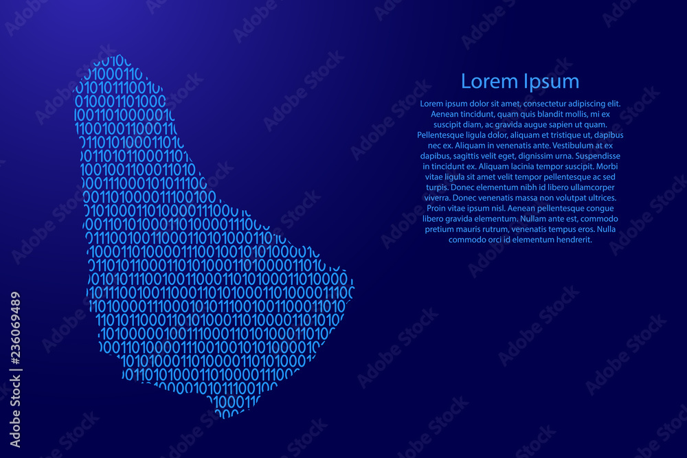 Fototapete barbados map abstract schematic from blue ones and zeros binary digital code with space stars for ba
