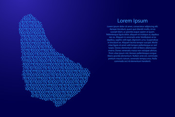 Barbados map abstract schematic from blue ones and zeros binary digital code with space stars for banner, poster, greeting card. Vector illustration.