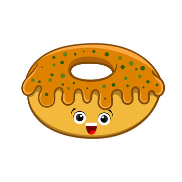 delicious cartoon donut, vector illustration