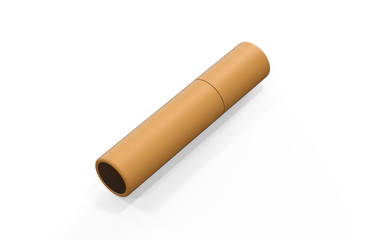 Paper tube mock up on isolated white background, 3d illustration