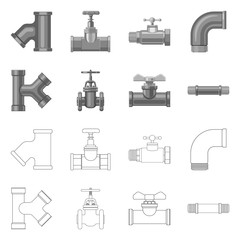 Vector design of pipe and tube logo. Collection of pipe and pipeline vector icon for stock.