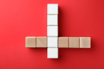 Cubes on color background