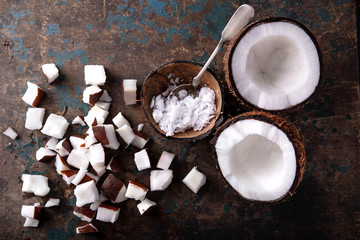Coconut oil served with coconuts