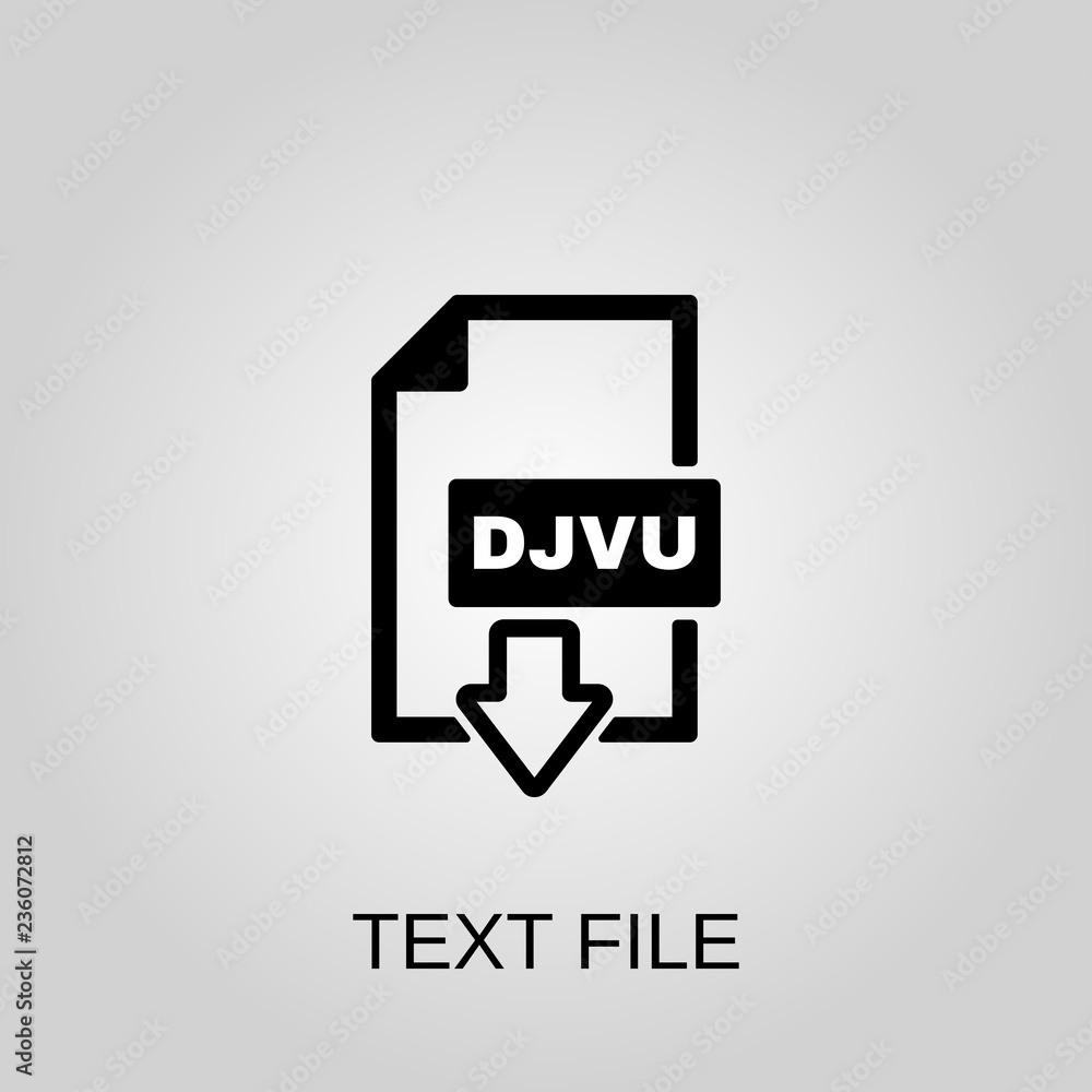 Aufkleber text file djvu icon. text file djvu symbol. flat design. stock - vector illustration.