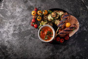 Grilled Shish Kebabs and Vegetables