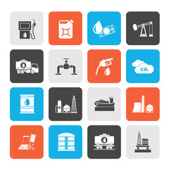 Oil and petrol industry icons - vector icon set