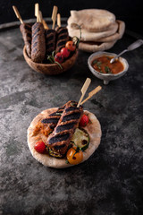Grilled Shish Kebabs and Vegetables
