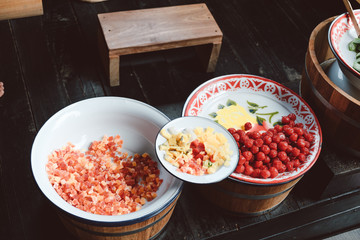 Dried ginger. Dried mango. Dried pineapple. Dried fruits. Thai Traditional fruit