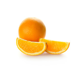 Tasty ripe orange on white background