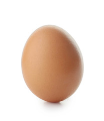 Raw chicken egg on white background
