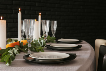 Beautiful table setting for Christmas dinner