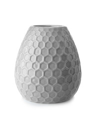 Beautiful ceramic vase on white background