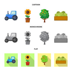 Fototapeta premium Isolated object of farm and agriculture logo. Collection of farm and plant stock vector illustration.