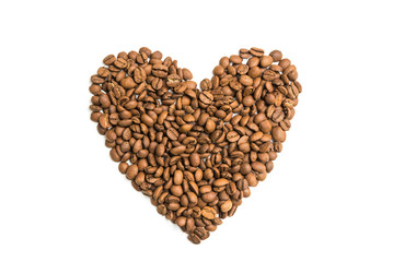 Coffee beans in heart shape white background isolated - Powered by Adobe