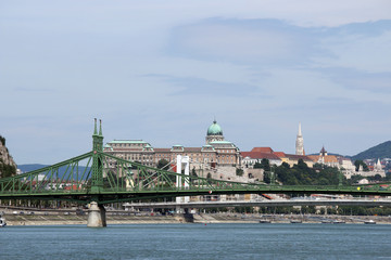 Fototapeta premium Liberty bridge over Danube river Budapest cityscape