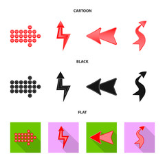 Isolated object of element and arrow symbol. Collection of element and direction stock symbol for web.