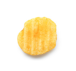 Tasty potato chip on white background
