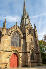 Fototapeta na wymiar Fougères . Façade de l'église Saint Sulpice. Ilie et Vilaine. Bretagne 