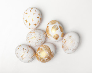Beautiful Easter eggs on white background