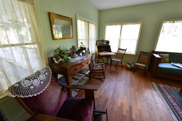 The interior of a 1930's dining room.