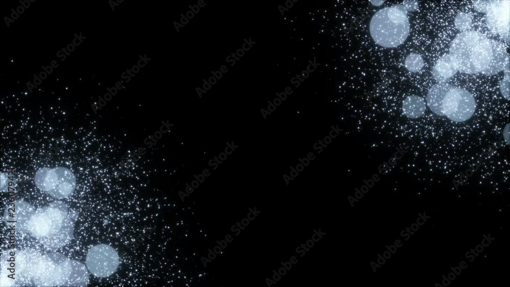 Poster sources of particles.abstract background 3d render. chaotic particles with random size. twisted mass