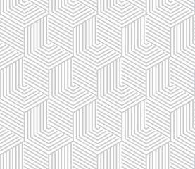 Abstract geometric pattern with stripes, lines. Seamless vector background. White and grey ornament. Simple lattice graphic design.