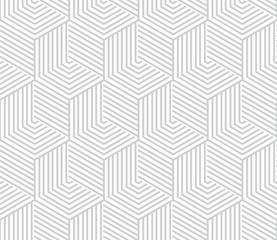 Abstract geometric pattern with stripes, lines. Seamless vector background. White and grey ornament. Simple lattice graphic design.