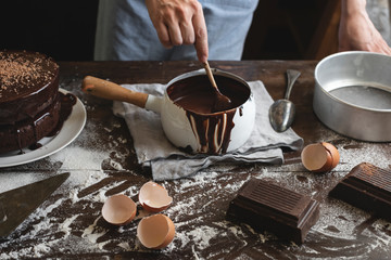 Dark chocolate sauce food photography recipe idea