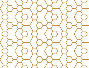 The geometric pattern with lines. Seamless vector background. White and gold texture. Graphic modern pattern. Simple lattice graphic design