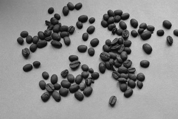 brazilian coffee grains on beige background