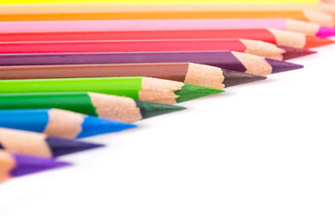 Color pencils isolated on white background.Close up