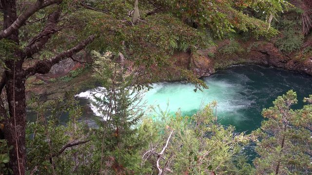 Los Alerces amazing waterfall at the Nahuel Huapi National Park.  Bariloche, Patagonia, Rio Negro, Argentina