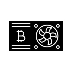 Bitcoin mining graphic card glyph icon