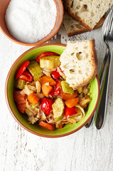 Vegan cabbage, carrot, paprika and zucchini stew