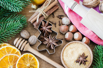 Spices for Christmas gingerbread or mulled wine.