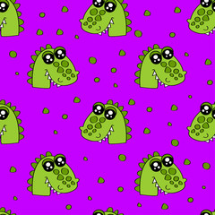 Cute kids crocodile pattern for girls and boys. Colorful crocodile on the abstract pattern create a fun cartoon drawing. The crocodile pattern is made in pastel colors. Urban backdrop for textile