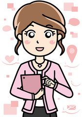 女性会社員OLの笑顔で紹介案内提案