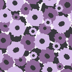 Obraz premium Abstract floral background. Seamless pattern in purple colors. It can be used for websites, packing of gifts, fabrics, wallpapers. Vector illustration