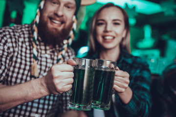 Friends celebrating a Saint Patrick's Day at pub